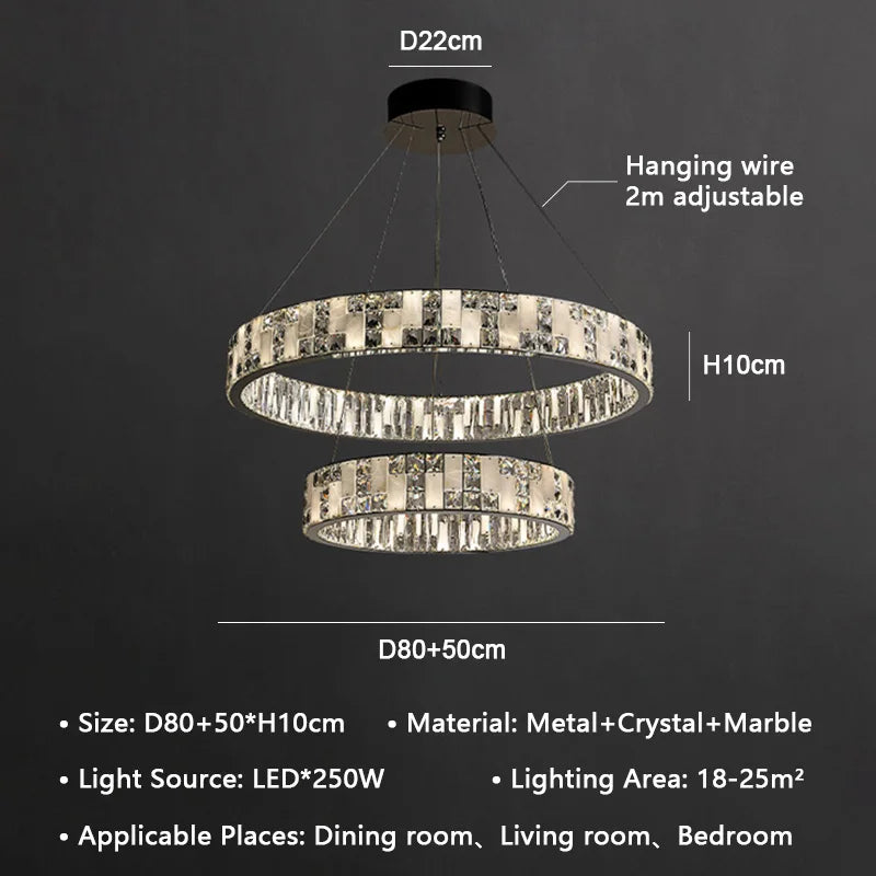 Crystal Lustre Circle Chandelier LED Lights - Modern Luxury Minimalism décor