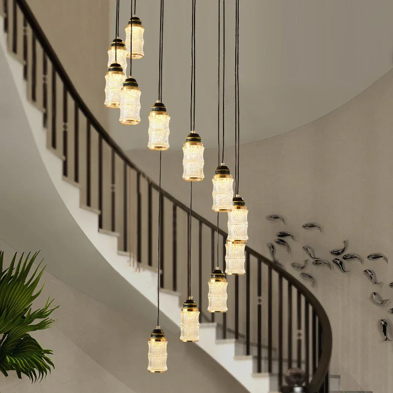 Chinese Style Spiral Staircase Chandelier for Villa & Restaurant, LED Lamps