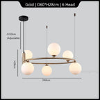 White Glass Ball Chandelier Modern Nordic Ceiling Lamp LED Minimalist Pendant Light