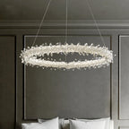 Luxe Crystal Pendant Light - Dimmable LED Art Deco Circle Lamp