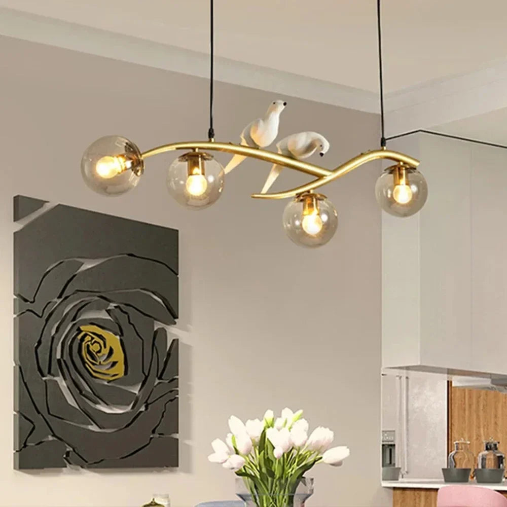 Nordic Bird Chandelier: Elegant Ceiling-Mounted Pendant Light for Home Dining & Living Rooms
