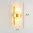 Luxury Crystal Glass Wall Sconce Light Fixture Gold for Bedroom Living Room