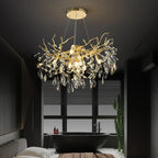 Luxury Gold Branch Crystal Chandelier for Modern Living Room and Home Hall