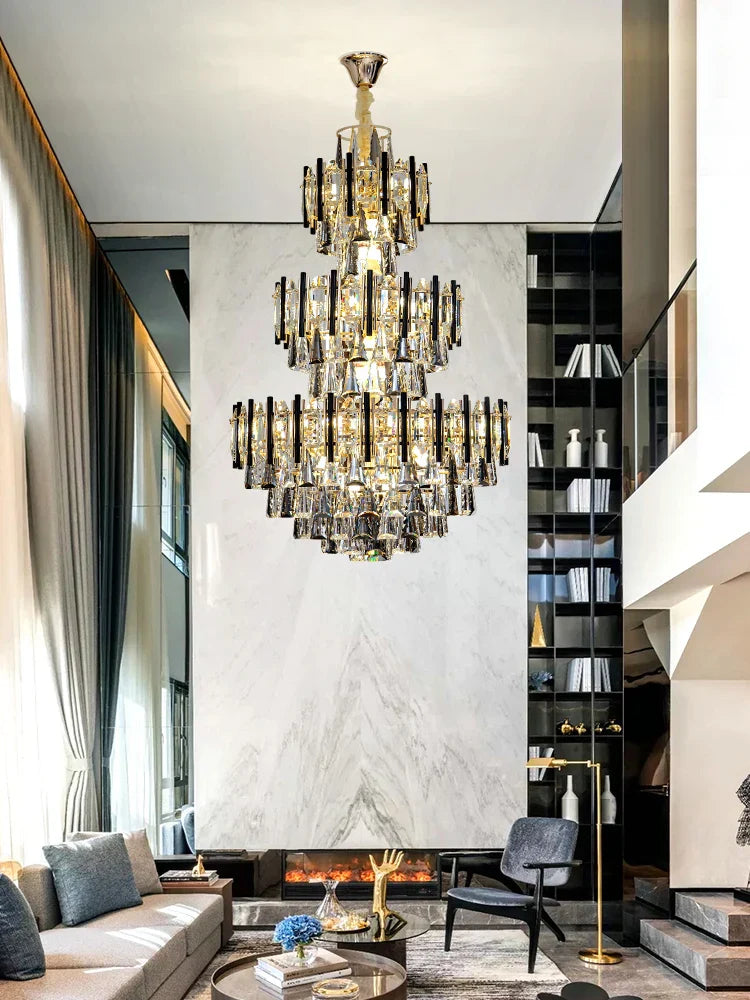 Crystal Hollow Villa Chandelier: Modern Luxury Pendant Light for Living Room and Hotel Lobby