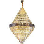 Luxury Duplex Living Room Chandelier – Crystal Rotating Staircase Light