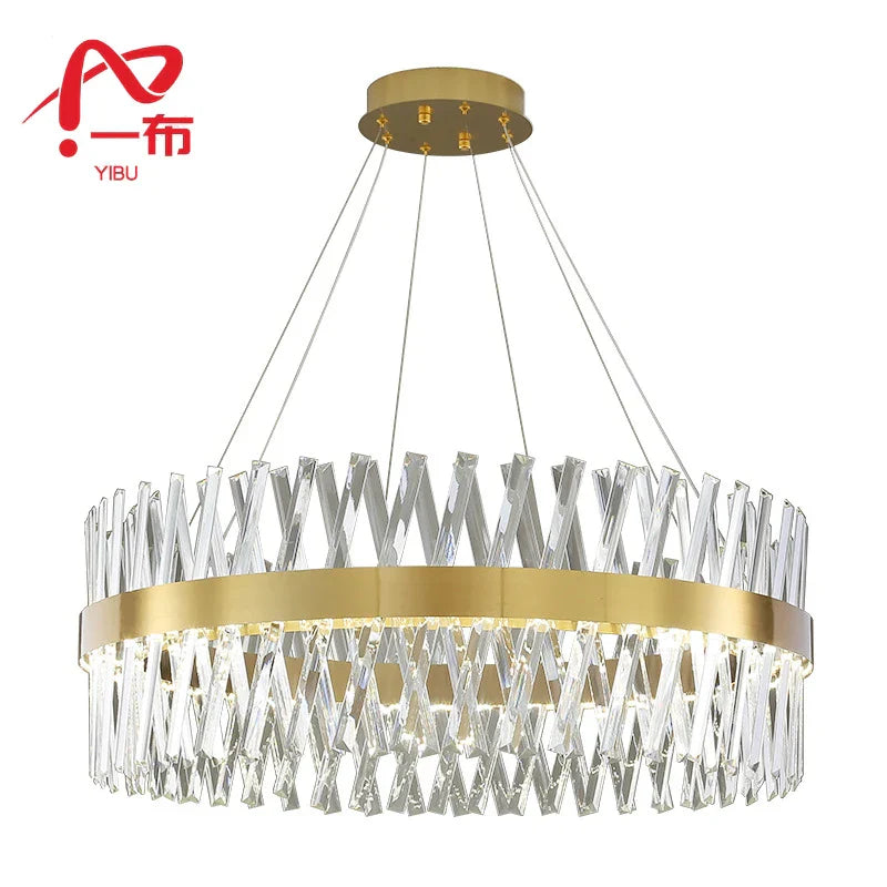 Modern Gold Crystal Ceiling Chandelier for Luxury Living Spaces
