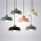 Nordic Wood Aluminum Pendant Lights Modern Hanging Lamps E27 LED Chandelier