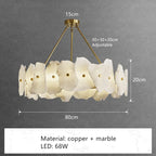 Marble LED Chandelier for Living Room, Bedroom, Kitchen - Luxury Stone Hanging Light