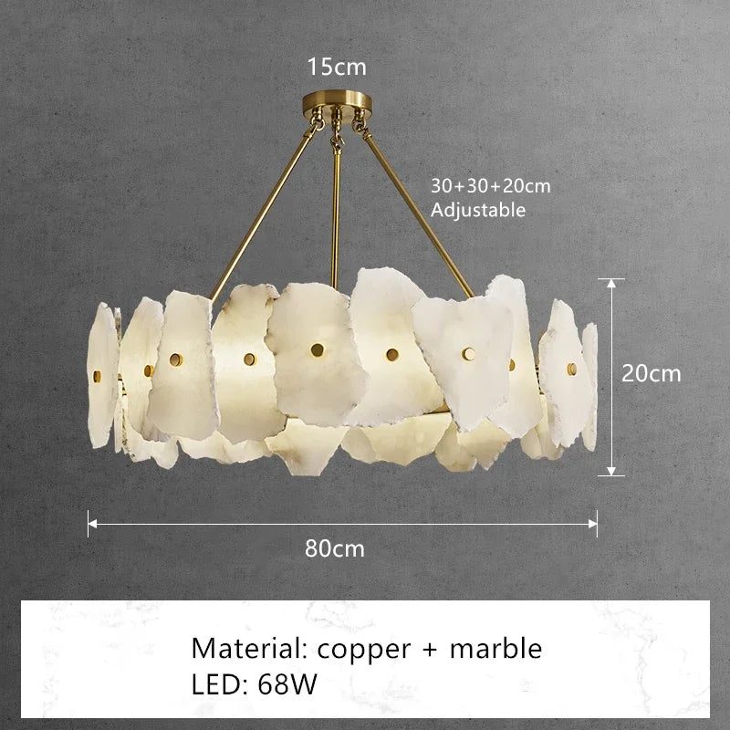 Marble LED Chandelier for Living Room, Bedroom, Kitchen - Luxury Stone Hanging Light