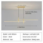 Simple Lines LED Chandelier for Dining Room and Bar Counter