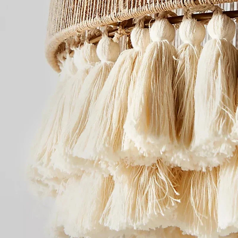 Bohemian Hemp Rope Tassel Pendant Light for Home Decor