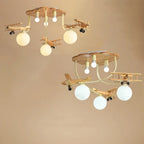 Wooden Plane Nursery Ceiling Light for Kids Room LED Chandelier