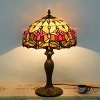 Dragonflys Tiffany Stained Glass Table Lamp Vintage Bedroom Desk Light