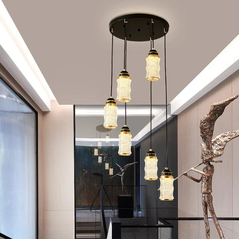 Chinese Style Spiral Staircase Chandelier for Villa & Restaurant, LED Lamps