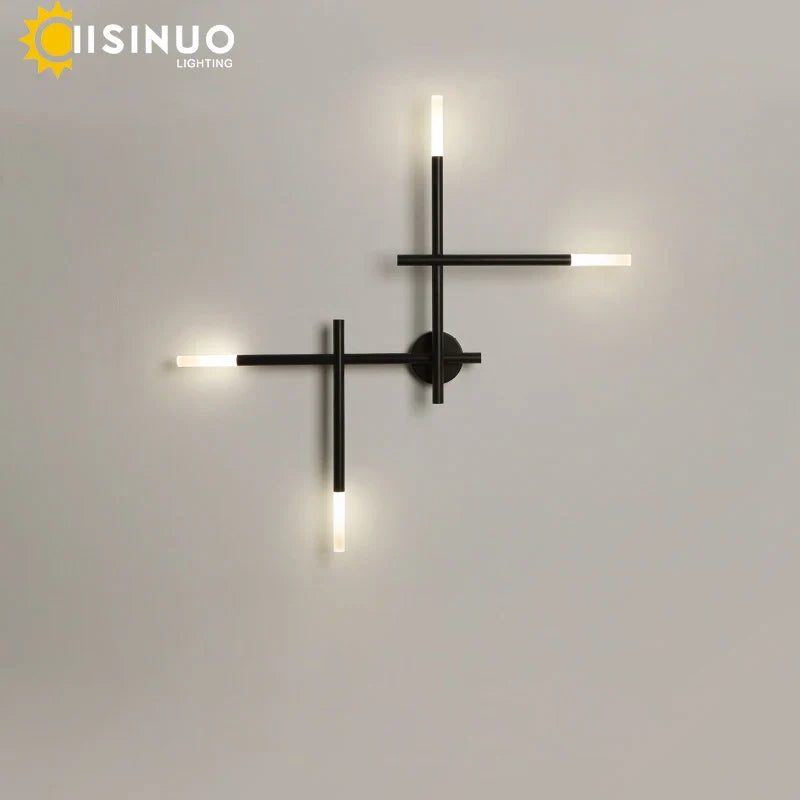 Nordic Black LED Wall Lamp: Multi Arms Bedside & Living Room Indoor Lighting