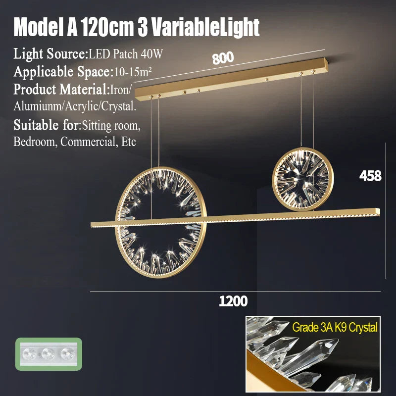 Crystal Ring LED Chandelier for Restaurant Dining Room Coffee Shop