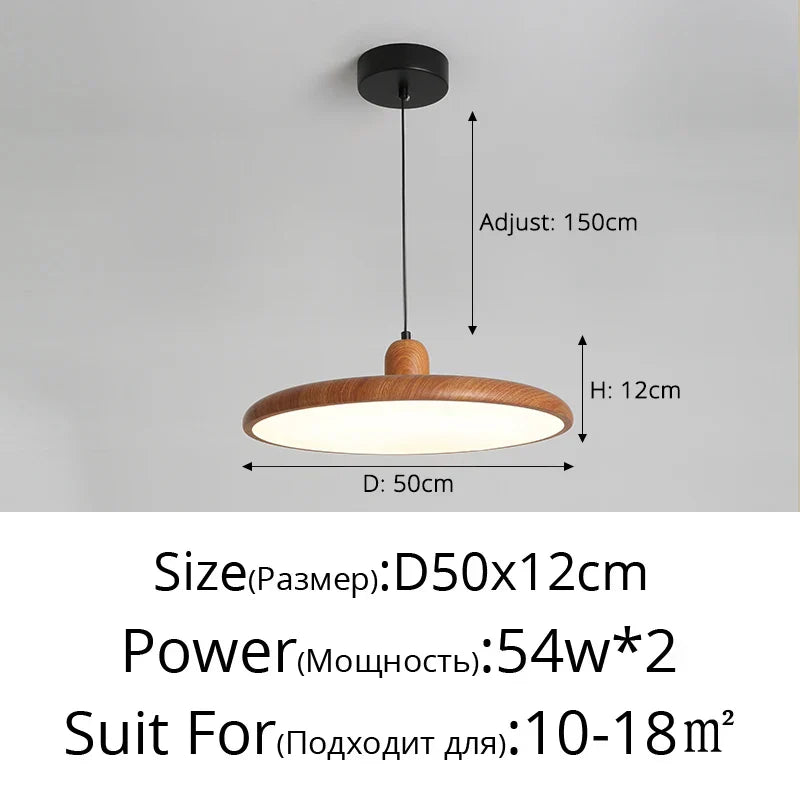 Retro Walnut Chandelier: Stylish Wood Grain Home Decor Lamp for Dining, Bedroom, Living Room