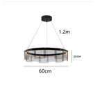 Glass Circle LED Pendant Light: Stratos Luxury Chandelier for Kitchen Island