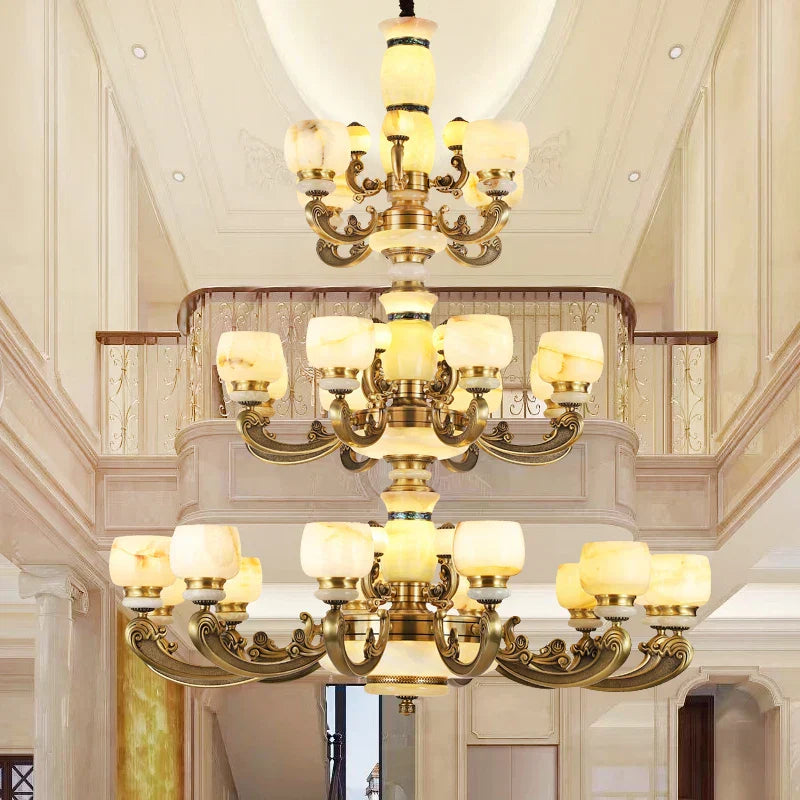 Luxury Copper Marble Chandelier: Brighten Your Home with Elegant Chinese Wind Style