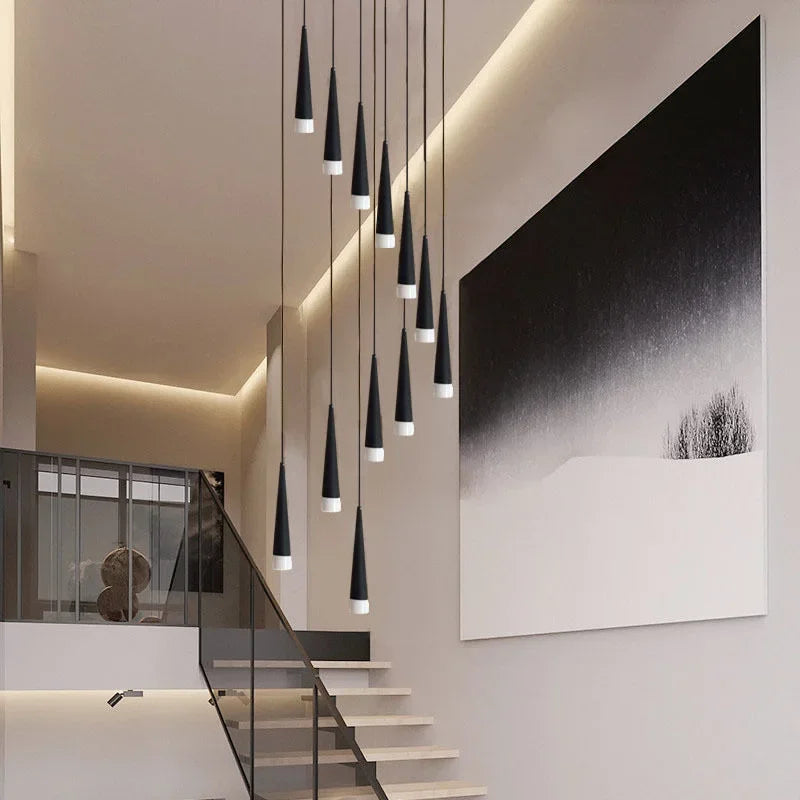 Modern LED Stair Chandelier for Duplex Apartment, Nordic Design for Bedroom, Restaurant, Bar.