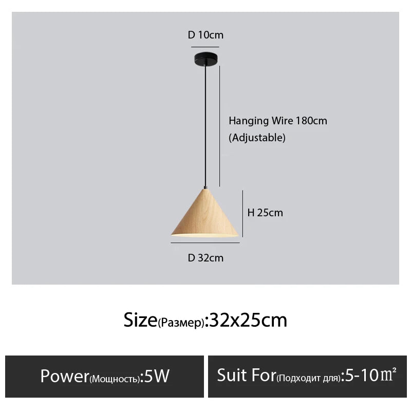 Nordic Wooden Pendant Lamp Multi Head Hanging Light for Dining Table and Living Room