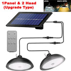 Solar Double-Head Chandelier: Waterproof LED Pendant Light with Remote Control