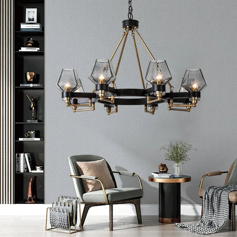 Luxe Glass Chandelier: Modern Retro Living Room Pendant Lamp Lighting Fixtures