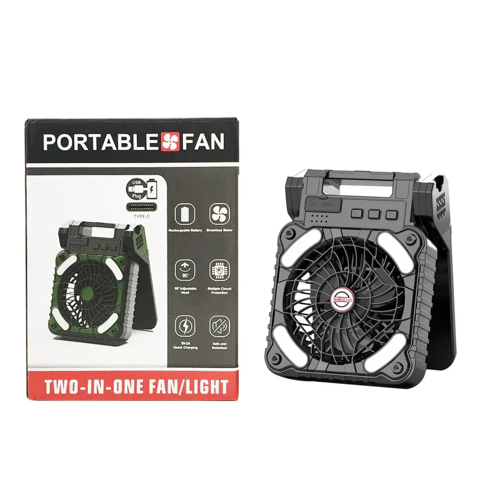 Solar Fan Camping Light: Portable Desk Lamp, 4 Speeds, Rechargeable for Outages & Outdoor Retreats