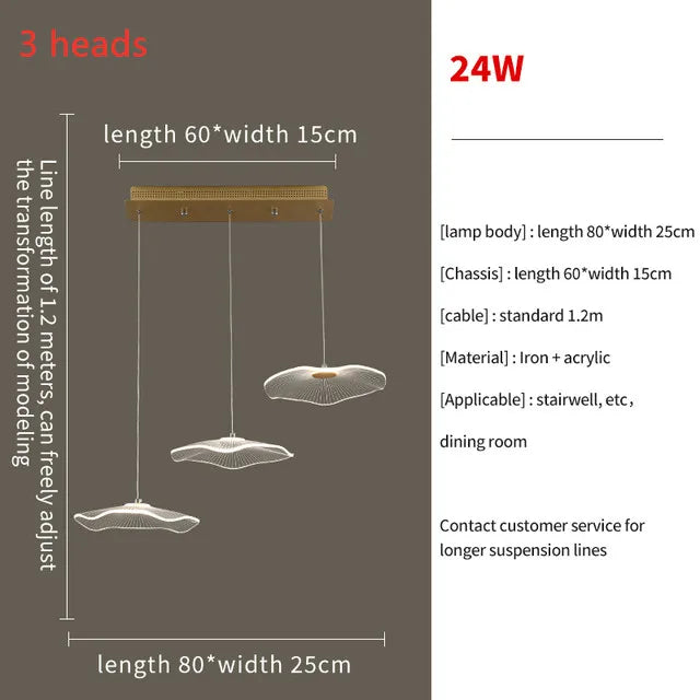 Lotus Leaf LED Pendant Chandelier for Staircase & Living Room Beauty