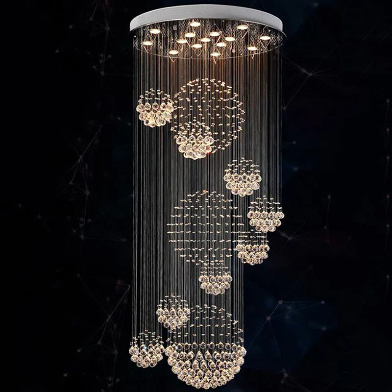Crystal Ball Chandelier 80x300cm: Modern Design for Stunning Room Decor.