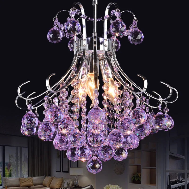 Modern Crystal Chandelier | Colourful Indoor Living Room Light Fixture