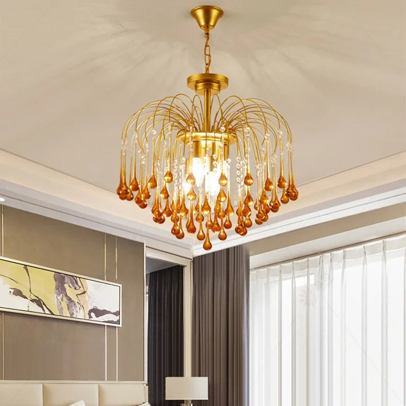 Crystal Water Drop Ceiling Chandelier for Home Decor and Lighting