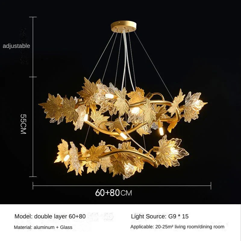 Maple Leaf Branches Chandelier for Living Dining Room - 2023 Design