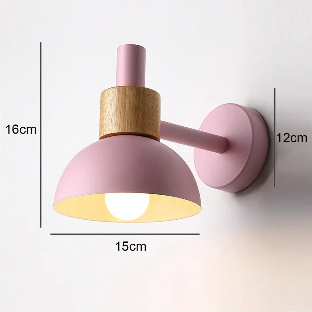 Modern Nordic Wood Wall Lamp Sconce Light LED Indoor Lighting Bedroom Living Room