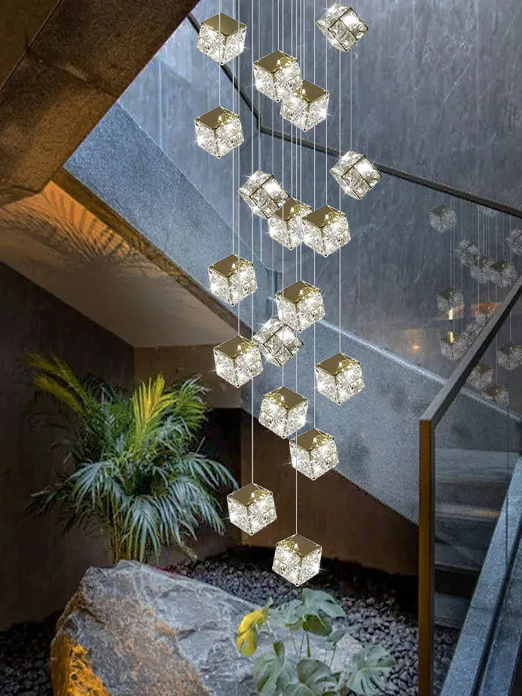 Crystal Modern Chandelier for Living Room Luxury Loft LED Lighting Staircase Chandelier