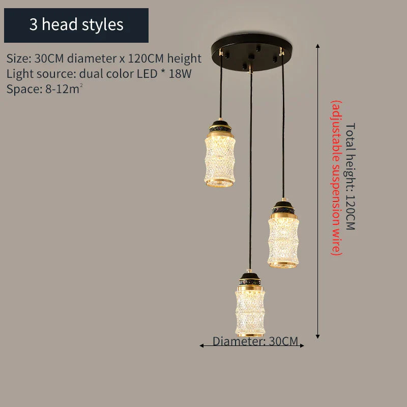 Chinese Style Spiral Staircase Chandelier for Villa & Restaurant, LED Lamps