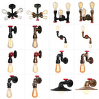 Industrial Iron Rust Water Pipe Wall Light Vintage E27 Sconce Fixture