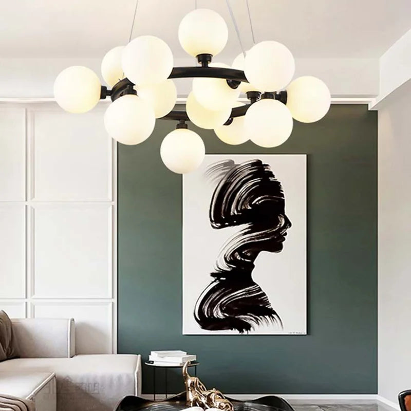 Glass Ball LED Chandelier Modern Pendant Light for Home Decor