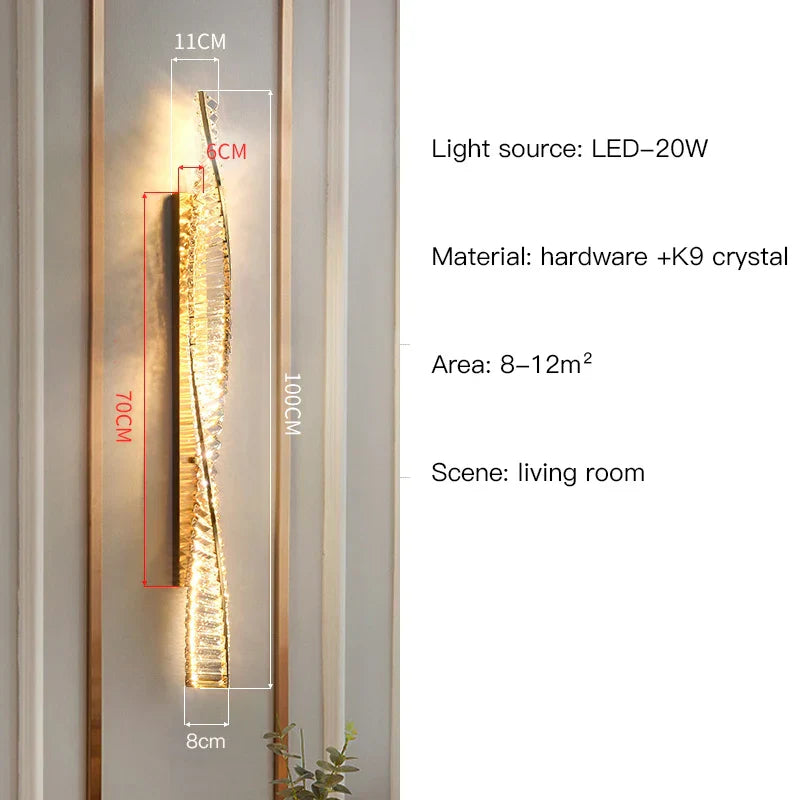 Crystal LED Wall Sconce - Golden Bedroom Bathroom Living Room Mirror Decorluxury Wall Lamp