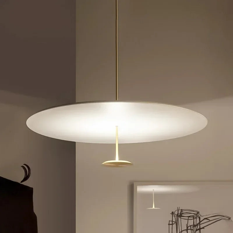 Gold Black Pendant Light for Living Room, Elegant Minimalist Ring Suspension Lamp