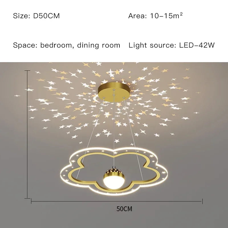 Starry Sky Kids Chandelier Light for Bedroom Study Room Decoration