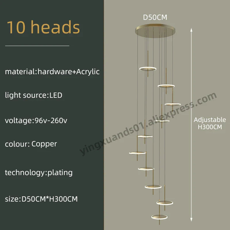 Nordic Black Gold Chandeliers LED Hanging Lamps Acrylic Suspension Loft Pendant Lights