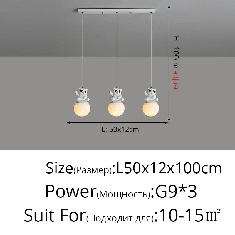 Bear Bedroom Wall Lamp: Modern Chandelier for Living Room, Study & Dining Room