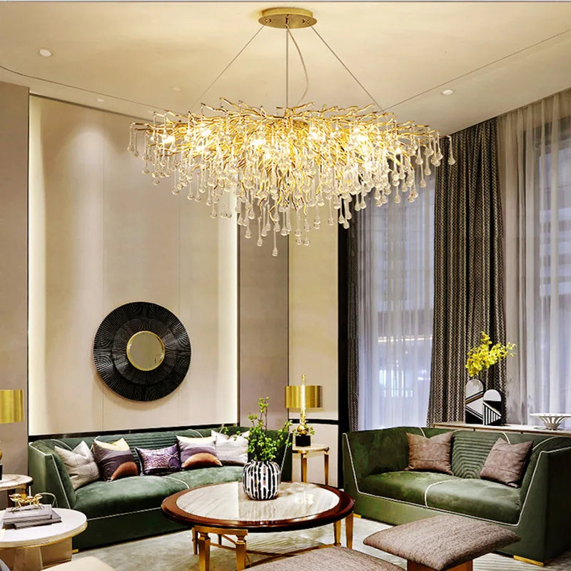 Crystal Tree Branch Chandelier: Luxury LED Pendant Light for Elegant Living Spaces