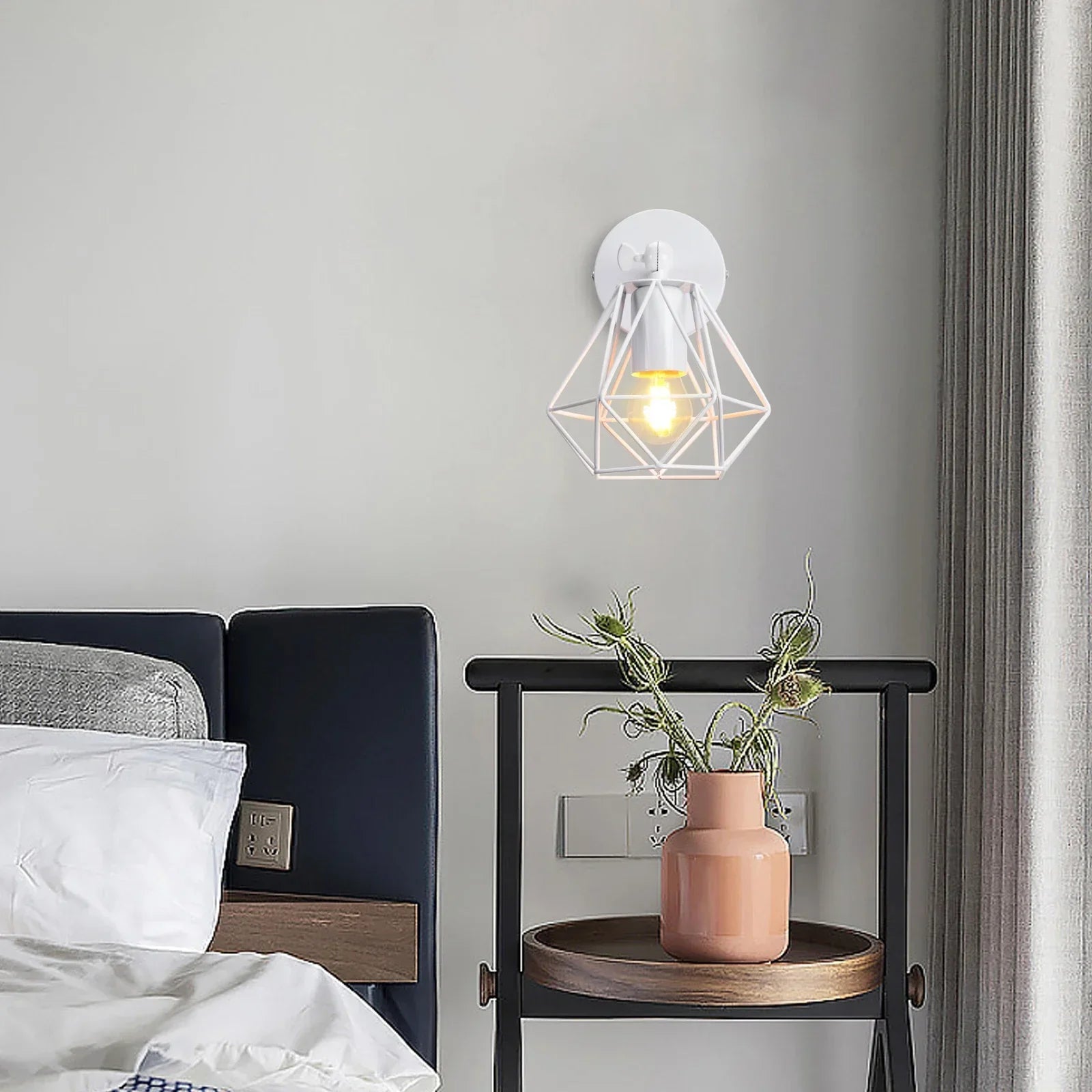 Metal Cage Wall Lights Modern Industrial Lighting for Bedroom and Hallway