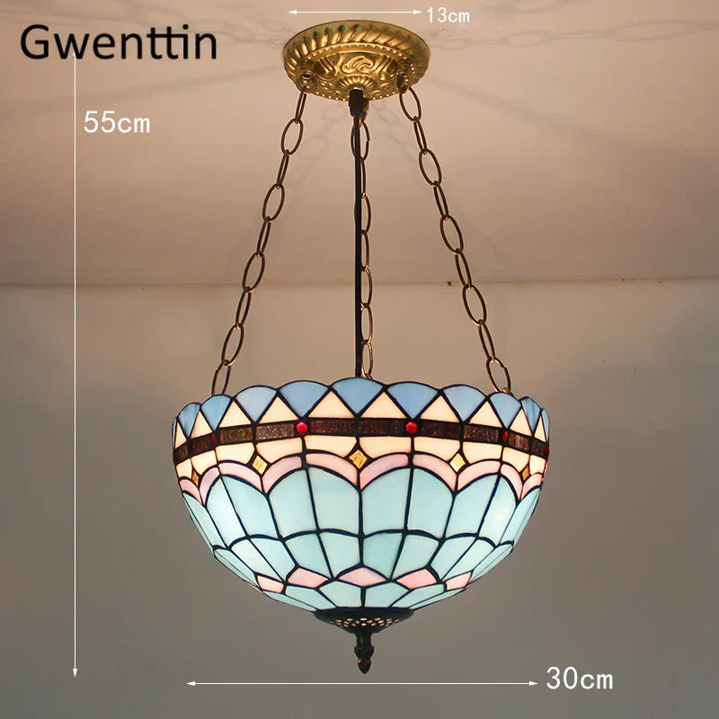Tiffany Stained Glass Pendant Light Chandelier LED Fixture for Home Deco