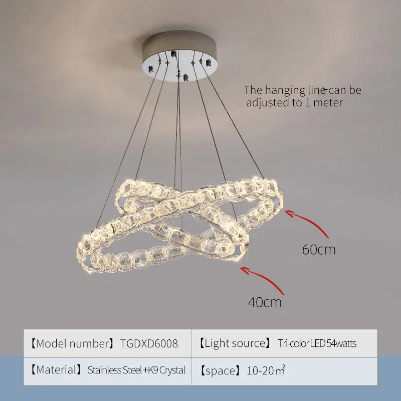 Crystal Chandelier: Modern Net Red Circle Light for Living Room, Bedroom, Restaurant
