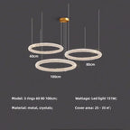 Crystals Pendant Lights: Modern Dimmable Chandelier for Luxury Living Room, Dining, Bedroom