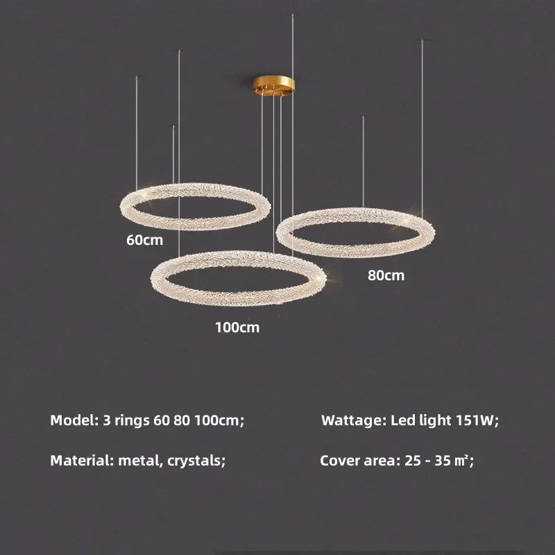 Crystals Pendant Lights: Modern Dimmable Chandelier for Luxury Living Room, Dining, Bedroom