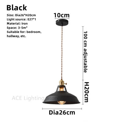 Vintage Pendant Ceiling Light for Home and Restaurant, Macaron Colors Hanging Lampshade